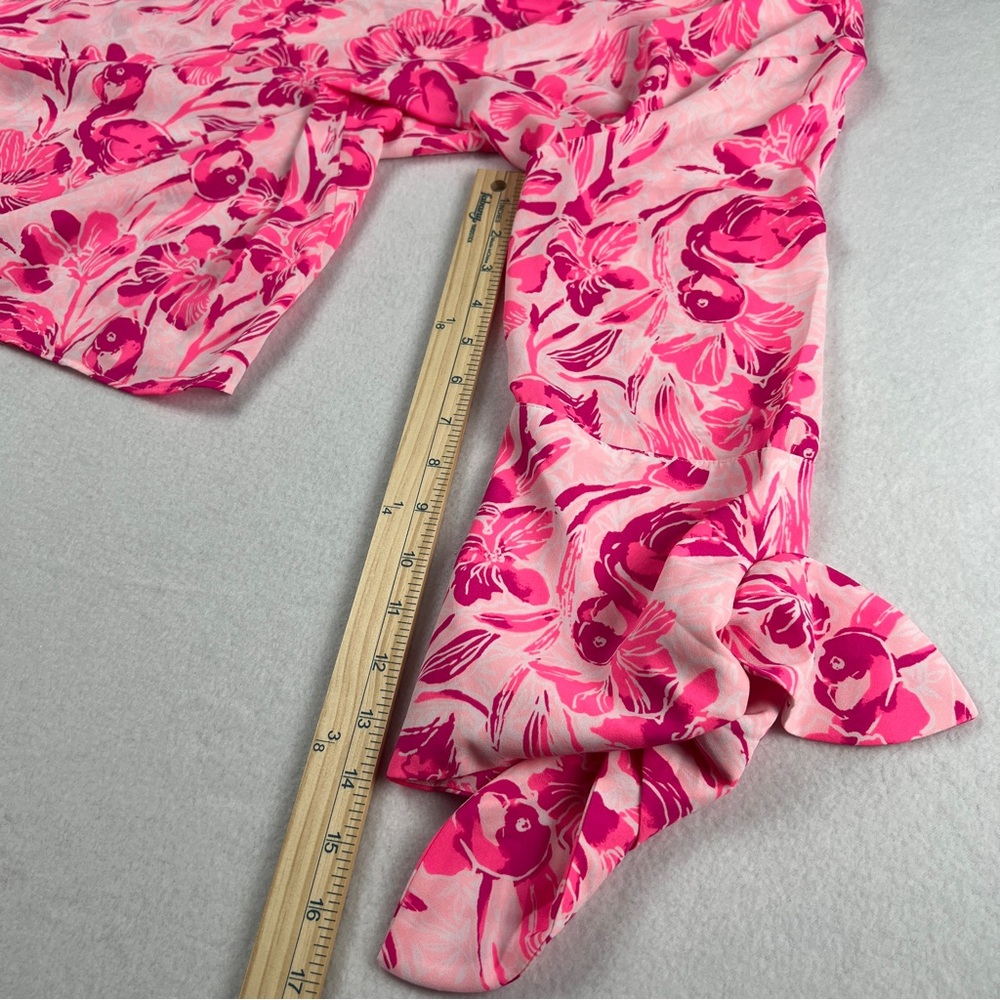 Lilly Pulitzer Women’s Langston Bow Tie Sleeve Flamingo Print Blouse Pink Small - Picture 5 of 6